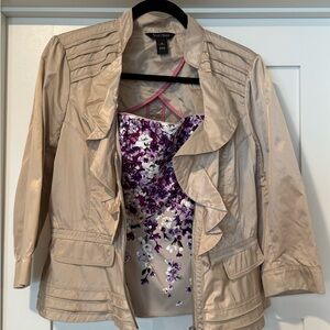 White House Black Market Beige Ruffle Jacket